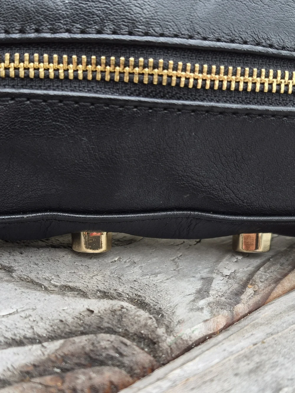 Rebecca Minkoff Black Leather Studded Crossbody Bag with Gold Zippers - Picture 3 of 16